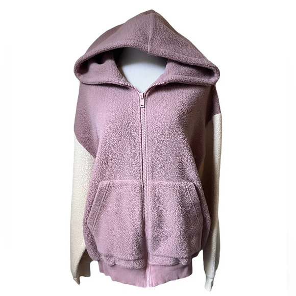 Nap Contrast-Trim Hooded Terry Jacket Pink Cream - Picture 1 of 8